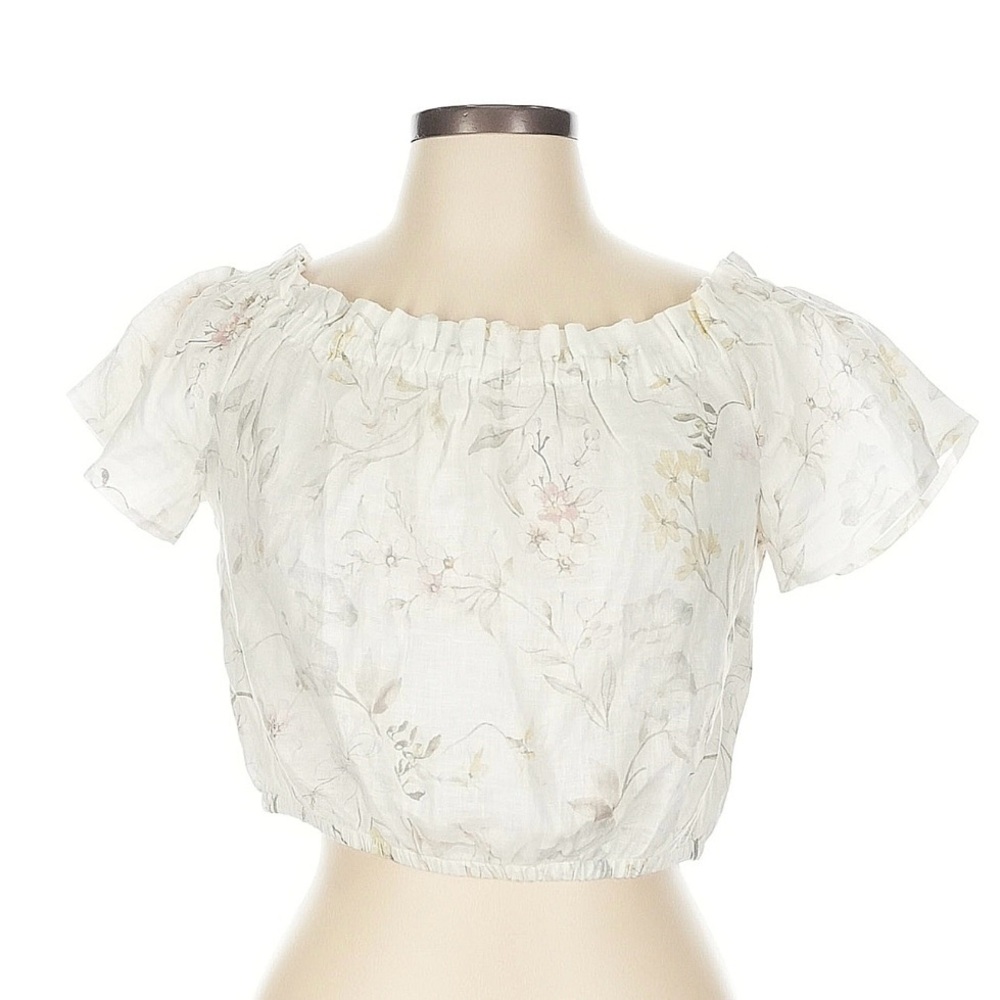 Three Dots Cream Floral Off-Shoulder Blouse